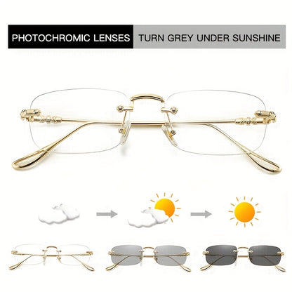 Retro zinc alloy frame, color-changing polarized lenses, will change color with light, fun glasses gift ideal choice, suitable for men, women on Valentine's Day, beautiful birthday gifts, not included accessories