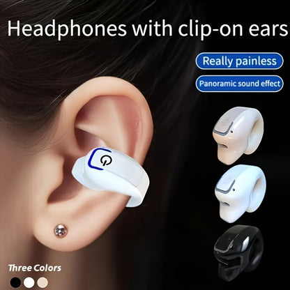 Clip-On Wireless Earbuds with Long Battery Life, Universal Phone Control, And Voice Noise Cancellation - Ideal for Exercise And Compatible with All Smartphones, Secure Fit Clip-On Design, Calls, Videos, And Music Playback, Wi