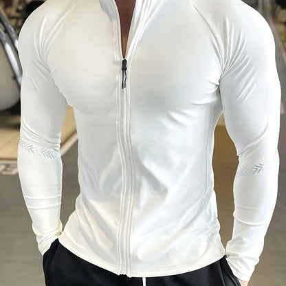 Men'S Ultra-Breathable UV Protection Long Sleeve Zip Neck Jacket, Quick-Dry Lightweight, for Intense Basketball, Cycling, Hiking & All-Outdoor Adventures