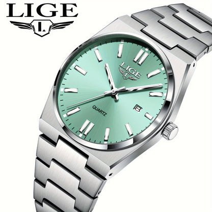 LIGE Women's Sporty Multi-Function Quartz Watch with Luminous Digital Display, Calendar & Stopwatch, Mint Green Dial, Stainless Steel Strap, High Quality for Lifestyles, Versatile Wristwatch | Sleek Watch Design | Polished Fi