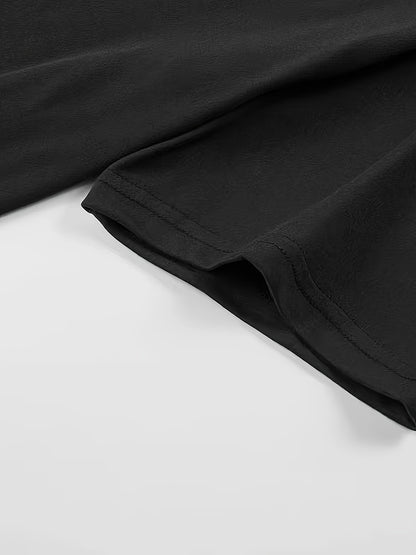 Cen Han Selection Men's Stretch Polyester-Spandex Blend Short Sleeve T-Shirt - Athletic Fit Small V-Neck Casual Top with Chest Logo Print for Summer Workouts & Casual Attire