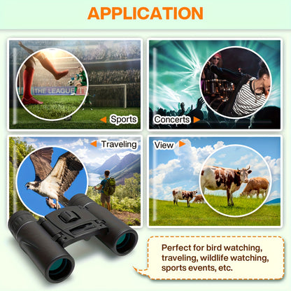 10x22 Compact Folding Binoculars HD Lightweight Pocket Size with Prism Imaging & Center Focus - Durable Plastic for Exploration, Concerts, Sports Events, Compact Binoculars
