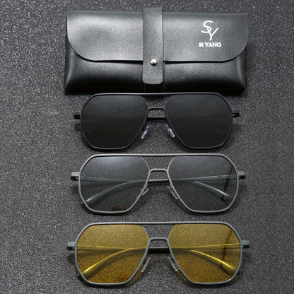 SIYANG Brand Men's Toad Classic Casual Glasses Color Changing Glasses - Day and Night Glasses - Suitable for Gift Giving with Exquisite Packaging, Eyeglass Case and Cloth