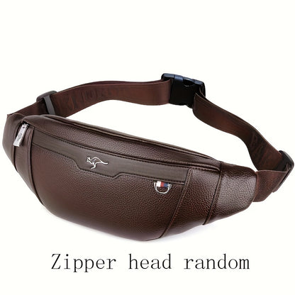 Men's Synthetic Leather Crossbody Bag - Adjustable Strap, Multiple Compartments, Lightweight Waist Pack for Hiking, Cycling & Daily Commute, Black, Cycling Bag | Modern Crossbody Bag | Adjustable Strap Bag