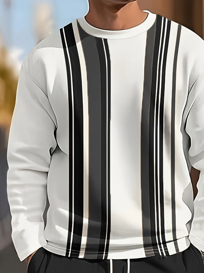 Men's Casual Fashion Round Neck Sweatshirt & Joggers Set - Polyester, Machine Washable, Printed Design for Spring/Fall