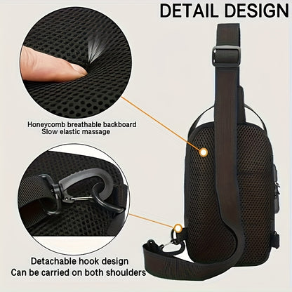 UNIXINU Men's Durable Oxford Fabric Anti-Theft Chest Bag - Sleek Casual Crossbody Sling Bag with Phone Pocket, Zipper Closure & Adjustable Strap for Motorcycle Riding, Commuting, Outdoor Sports, Bag for Bike, Travel Essential
