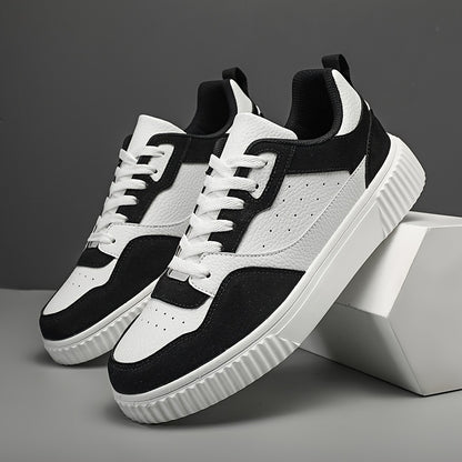 Men's Vintage-Style Sneakers - Lace-Up, Low-Top Skate Shoes with Thick Sole for All Seasons & Activities