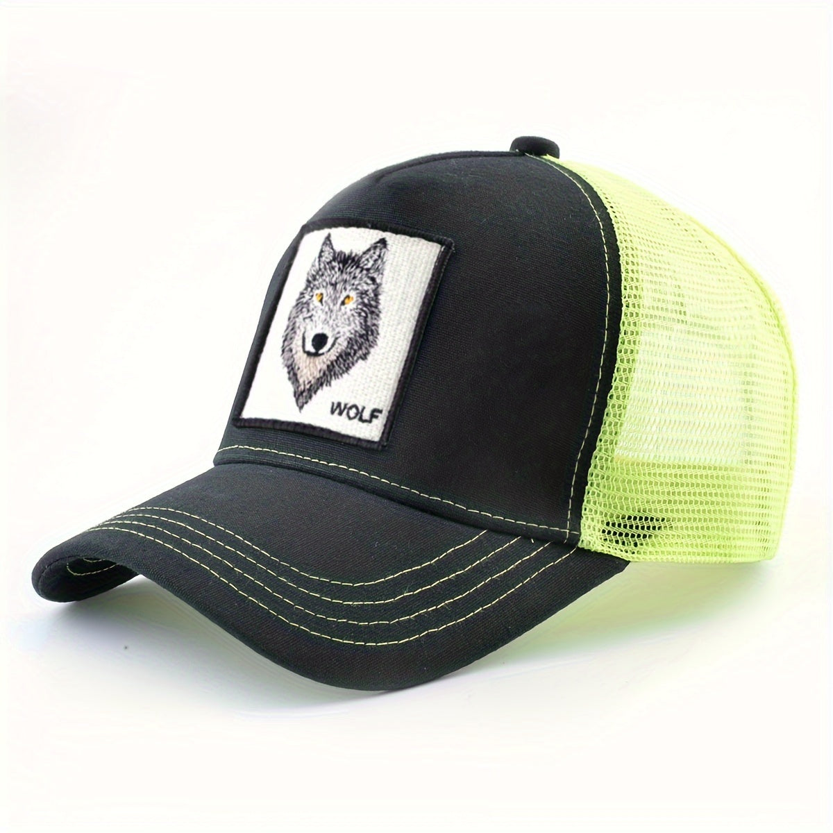 Animal Caps Trucker Hat Men Black Baseball Cap Women White Baseball Cap Men Wolf Trucker Cap Breathable Mesh Summer Baseball Caps Men'S & Women'S Wolf Embroidery Snapback Trucker Hat Fitted Outdoor Sports Adjustable Cap Gorra
