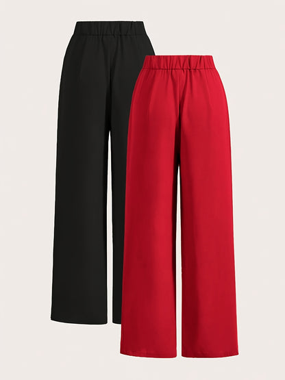 Two-piece Set of High-waisted Wide-leg Pants