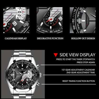 Men's Large Dial Watch, Creative Calendar Wrist Watch