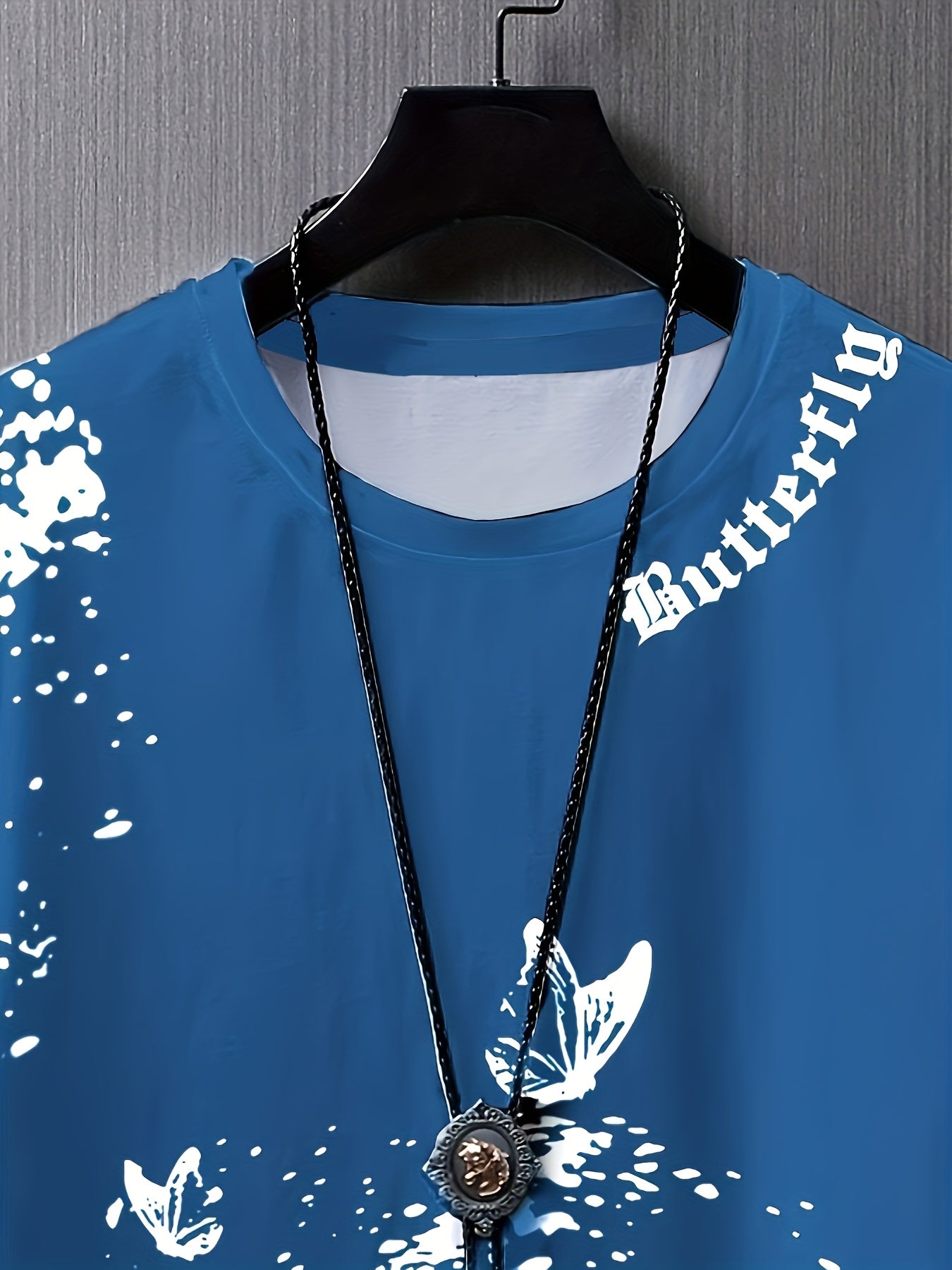 Men's Flat Shoulder Casual Butterfly Print Short Sleeve T-Shirt XT7119