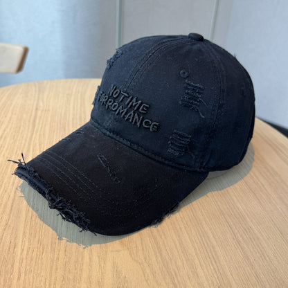 New Distressed Washed Baseball Cap for Women with Three-dimensional Letter Embroidery, Designed to Make You Look Smaller, Featuring a Trendy Street Style for Both Men And Women.