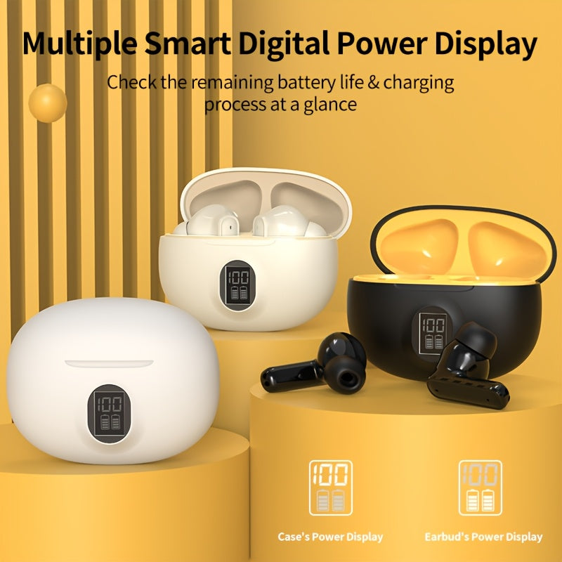 HiFi Sound TWS անլար ականջակալներ HD էկրանով, սենսորային կառավարման համակարգով, երկար մարտկոցի աշխատանքով, Wireless 5.0, հարմարավետ վազքի, յոգայի և խաղերի համար - սպիտակ, բեժ, սև տարբերակներով