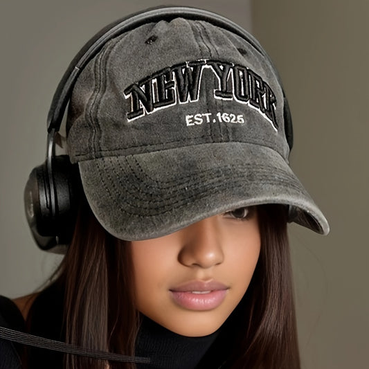 Vintage New York Baseball Cap - Distressed Washed Gray Dad Hat, Lightweight Adjustable Cotton Sports Hat for Men & Women, Casual Casual Attire, Music Lover Apparel | Vintage Baseball Cap | Urban Fashion Hat, Baseball Hat