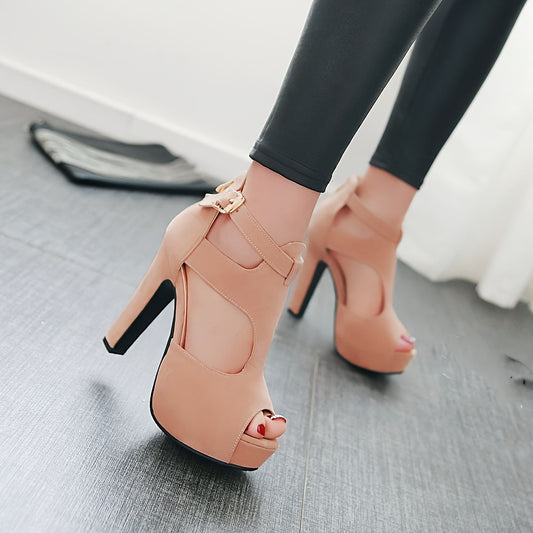 Ultra-high heel summer apricot comfortable thin heel high heels fashion Women's sandals work leisure sloping heel single shoes