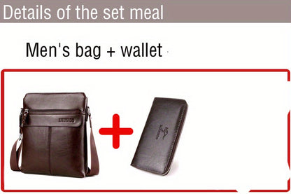 2pcs/set Men's Simple Business Shoulder Bag Crossbody Bag Portable Zipper Clutch Bag Gift For Men Father's Day Gift