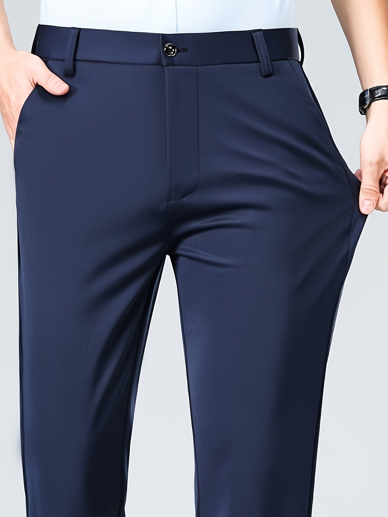 Men's Casual Straight Leg Pants, Chic Business Style Versatile Trousers for Daily Wear