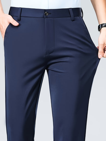 Men's Casual Straight Leg Pants, Chic Business Style Versatile Trousers for Daily Wear