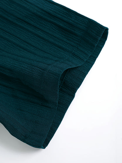 Men'S Color Block French Stripe Short Sleeve Shirt and Pants Set - Casual Button-Up Blazer with White Stripes, Dark Green Pants, Regular Fit for Casual Attire, Versatile Menswear | French Stripe Design | Nonstretch Fabric